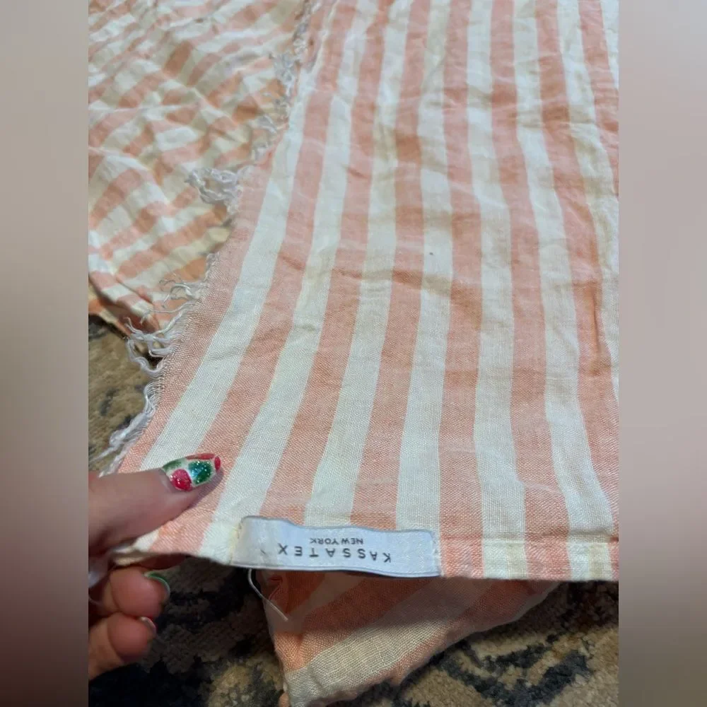 Kassatex Women’s Striped Holbox Linen Beach Blanket Swim Lightweight